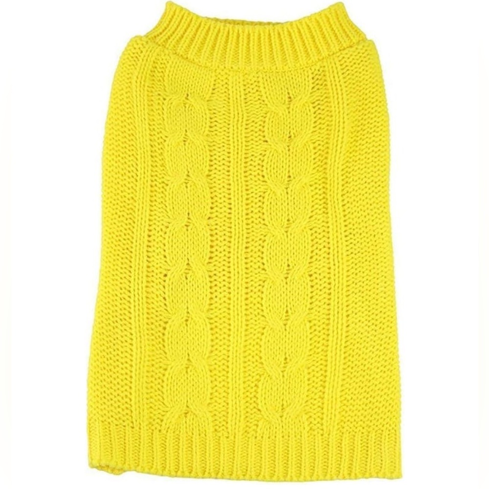 Yellow Cable Knit Dog Sweater NIP